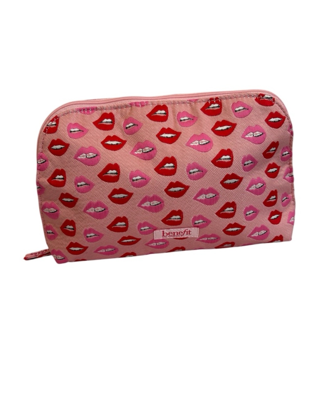 New Benefit Pink Wow Lip Print Cosmetic Makeup Bag  Red & Pink Lip Print